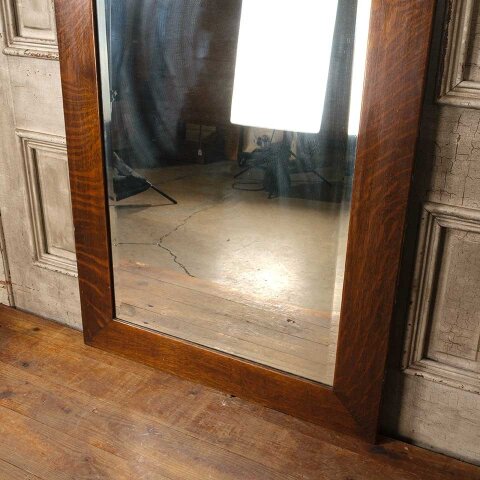 #55254 38x60 Antique Oak Framed Beveled Mirror image 4