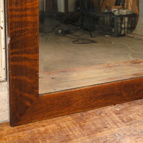 #55254 38x60 Antique Oak Framed Beveled Mirror image 5