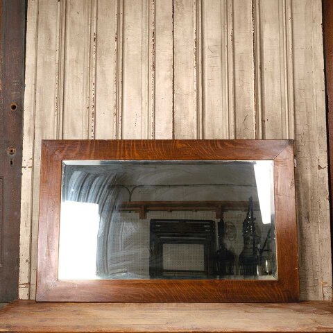 #55254 38x60 Antique Oak Framed Beveled Mirror image 6
