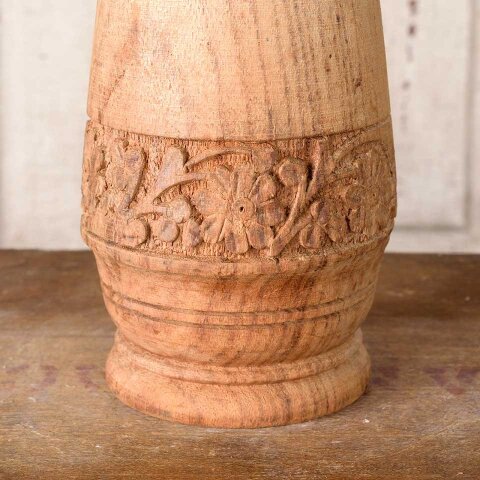 #55350 6" Carved Wood Vase with Lid image 4