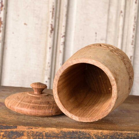 #55350 6" Carved Wood Vase with Lid image 5