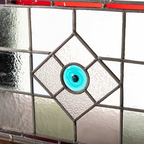 #55447 45x16 Antique Stained Glass Window Sash image 3