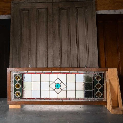 #55447 45x16 Antique Stained Glass Window Sash image 6