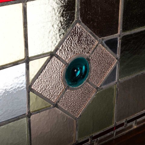 #55447 45x16 Antique Stained Glass Window Sash image 8
