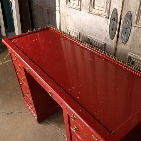 #55465 Vintage Wood Desk with Brass Hardware image 3