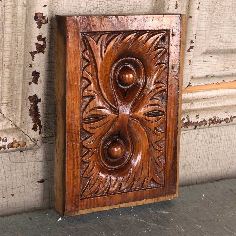 #55466 5x6 Antique Carved Wood Rosette Trim Block image 3