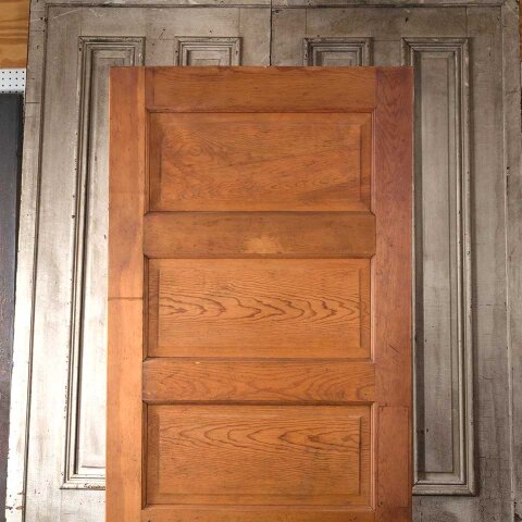 #55485 31x82 Antique 5 Panel Pine Wood Swing Door image 2