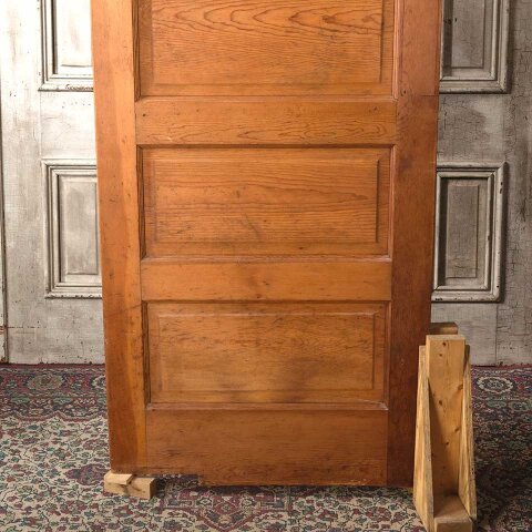 #55485 31x82 Antique 5 Panel Pine Wood Swing Door image 3