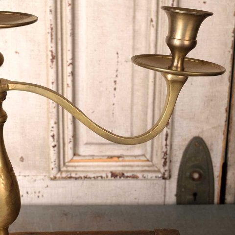 #55494 Vintage Brass Candelabra 3 Candle Holder image 4