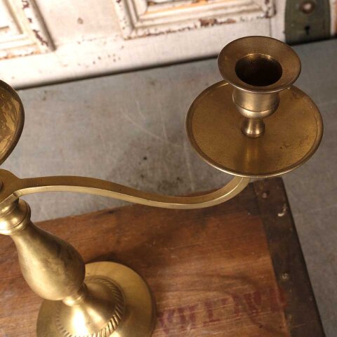 #55494 Vintage Brass Candelabra 3 Candle Holder image 6