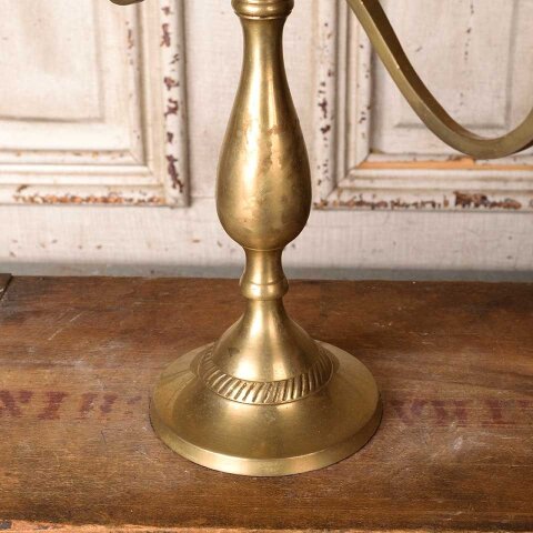 #55494 Vintage Brass Candelabra 3 Candle Holder image 7