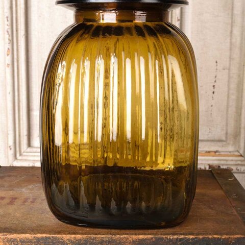 #55496 Modern Ribbed Glass Container w/ Metal Lid image 4