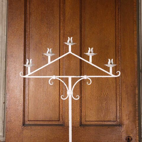 #55509 Painted Wrought Iron Candelabra Candle Stand image 2