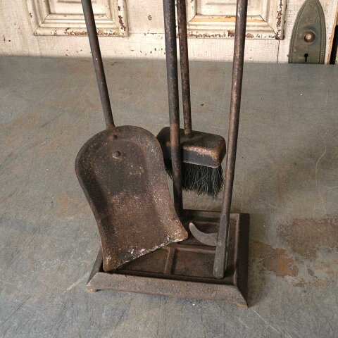 #55514 Vintage 3 Piece Fireplace Tool Set & Stand image 2