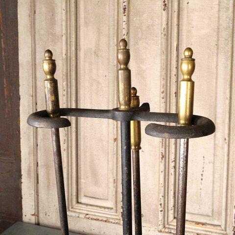 #55514 Vintage 3 Piece Fireplace Tool Set & Stand image 3