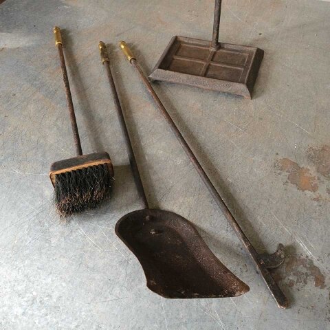#55514 Vintage 3 Piece Fireplace Tool Set & Stand image 4