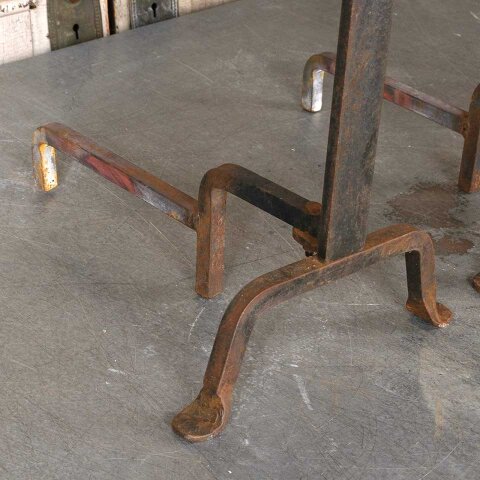 #55516 Antique Wrought Iron Fireplace Andirons image 3