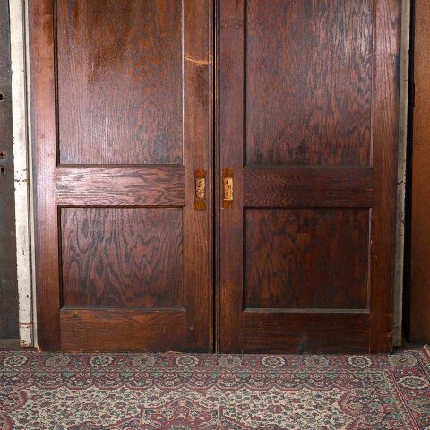 #55555 66x83 Antique Oak 2 Panel Pocket Doors image 7