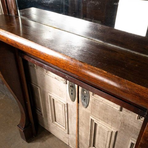 #55556 61x71 Antique Oak Fireplace Mantel w/ Mirror image 4