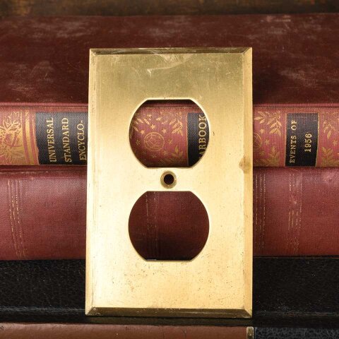 #55560 3x5 Salvaged Brass Electric Outlet Cover Plate image 2