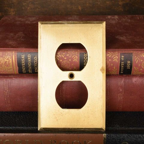 3x5 Salvaged Brass Electric Outlet Cover Plate