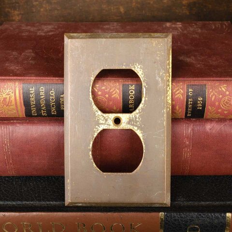 #55560 3x5 Salvaged Brass Electric Outlet Cover Plate image 4