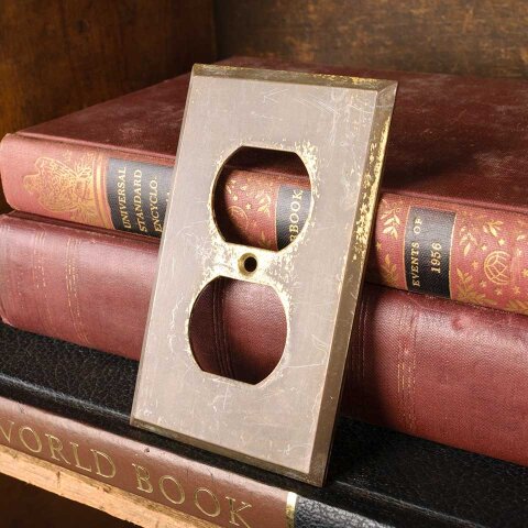 #55560 3x5 Salvaged Brass Electric Outlet Cover Plate image 5