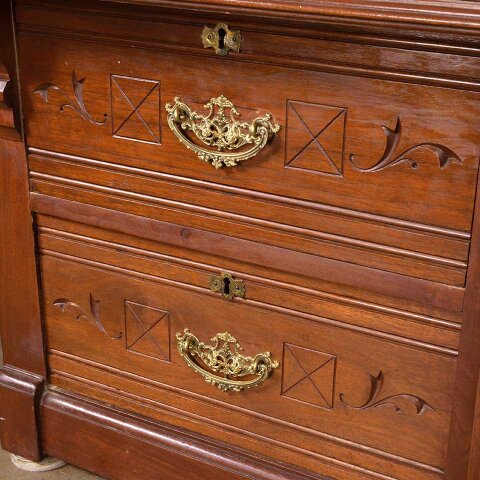 #55564 37x44 Antique Wood Victorian Rolltop Desk image 3