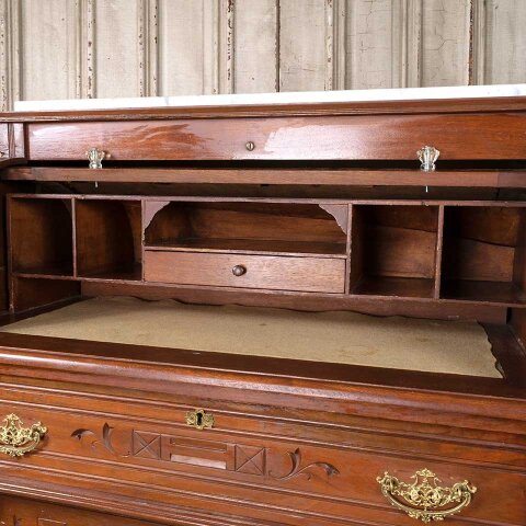 #55564 37x44 Antique Wood Victorian Rolltop Desk image 4
