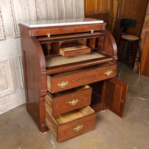 #55564 37x44 Antique Wood Victorian Rolltop Desk image 5