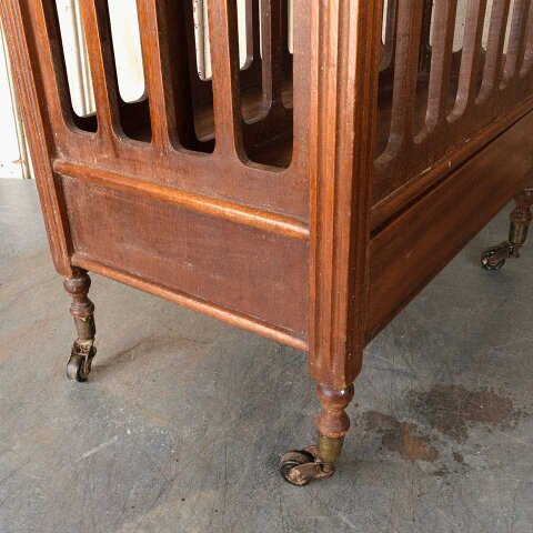 #55567 Antique Wood Magazine Caddy on Casters image 5