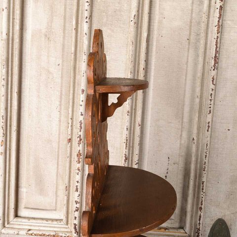 #55573 Antique Ornate Wood Tiered Wall Shelf image 8