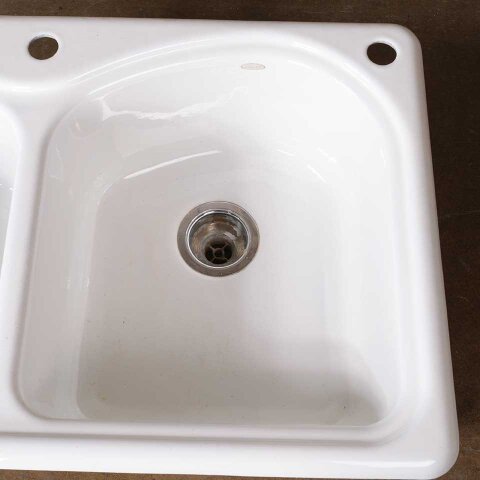 #55593 Salvaged Kohler Cast Iron Double Bowl Sink image 2