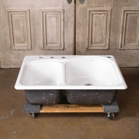 #55593 Salvaged Kohler Cast Iron Double Bowl Sink image 7