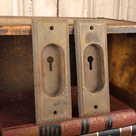 #55602 Antique Cast Iron Pocket Door Pulls Hardware image 3