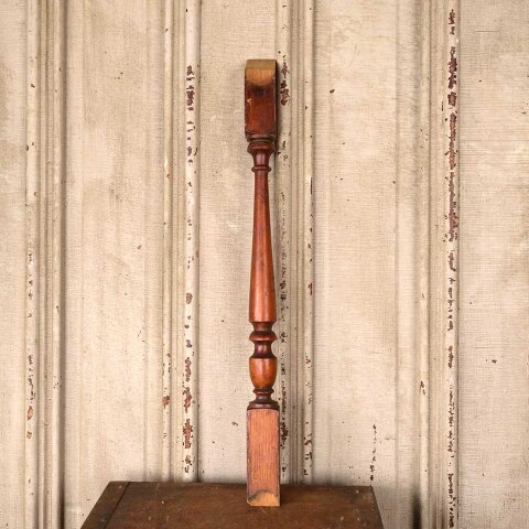 Antique Turned Pine Wood Staircase Baluster