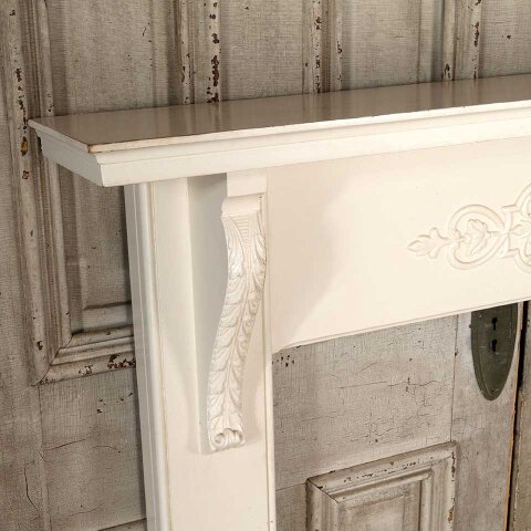 #55679 56x47 Antique Painted Wood Fireplace Mantel image 3