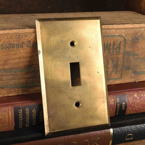 Vintage Brass Toggle Light Switch Cover Plate