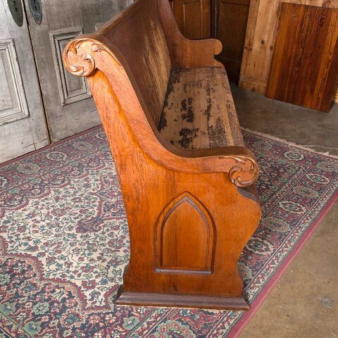 #55705 73x36 Antique Oak Wood Church Pew Bench image 5