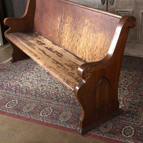 #55705 73x36 Antique Oak Wood Church Pew Bench image 7