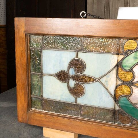 #55742 44x16 Antique Stained Glass Window Sash image 2