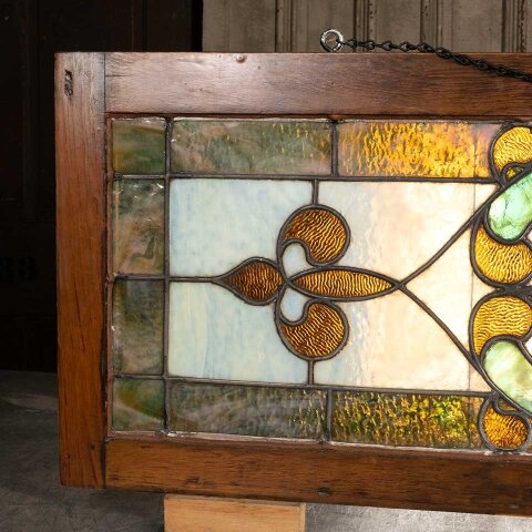 #55742 44x16 Antique Stained Glass Window Sash image 6