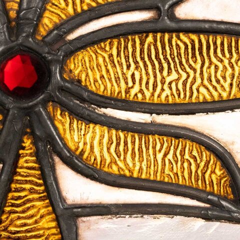 #55742 44x16 Antique Stained Glass Window Sash image 8