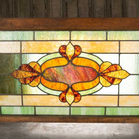 #55743 52x21 Antique Stained Glass Window Sash image 2