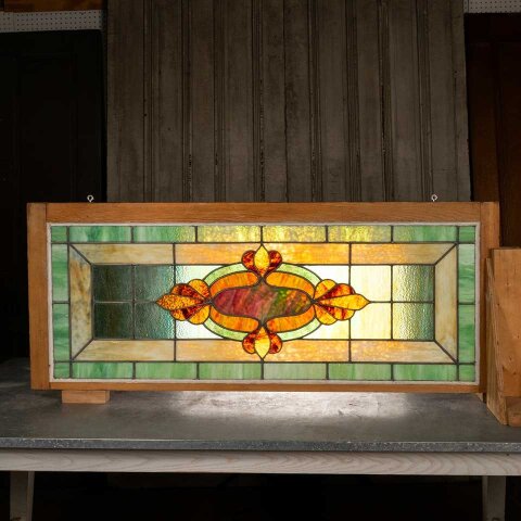 #55743 52x21 Antique Stained Glass Window Sash image 6