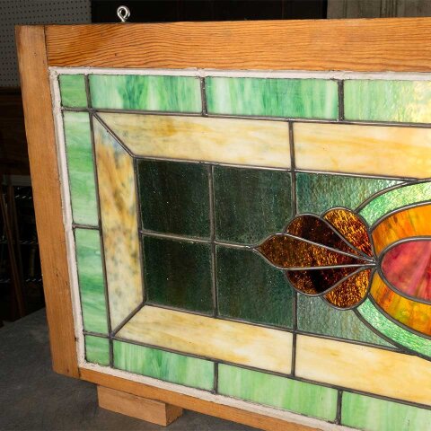 #55743 52x21 Antique Stained Glass Window Sash image 7
