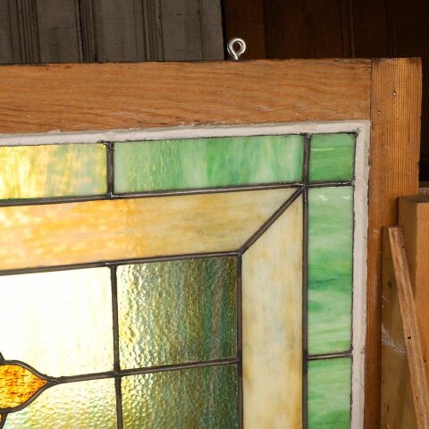 #55743 52x21 Antique Stained Glass Window Sash image 8