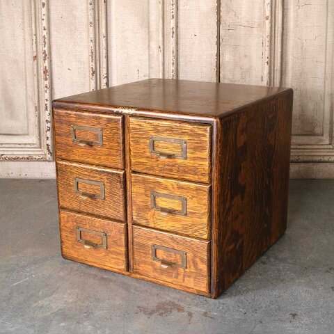 #55744 Antique Oak 6 Drawer Library Card Catalog image 2