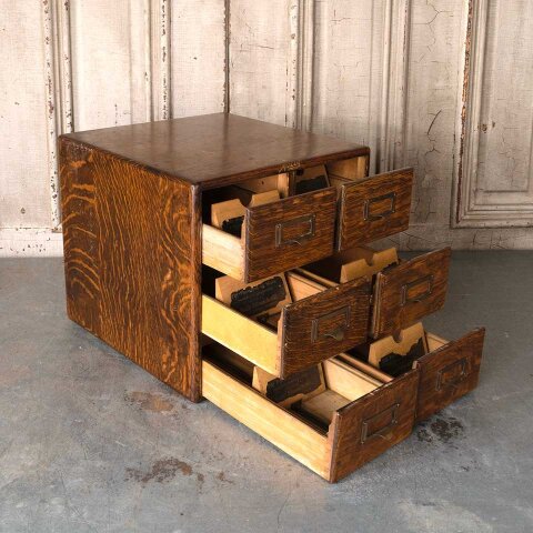 #55744 Antique Oak 6 Drawer Library Card Catalog image 6