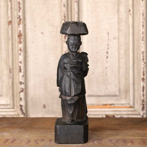 Carved Wood Woman & Child Figurine